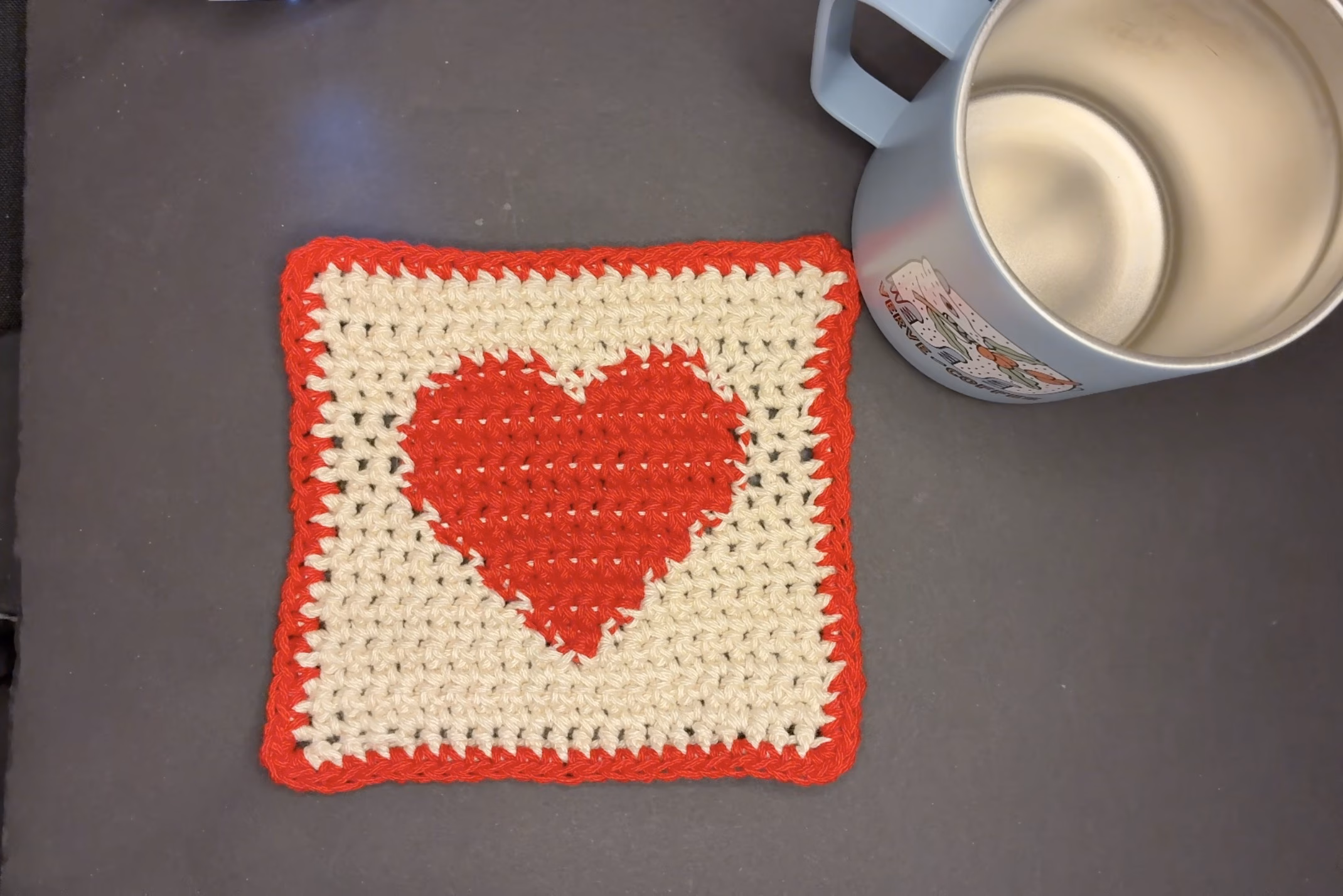 Single Crochet Heart Coaster